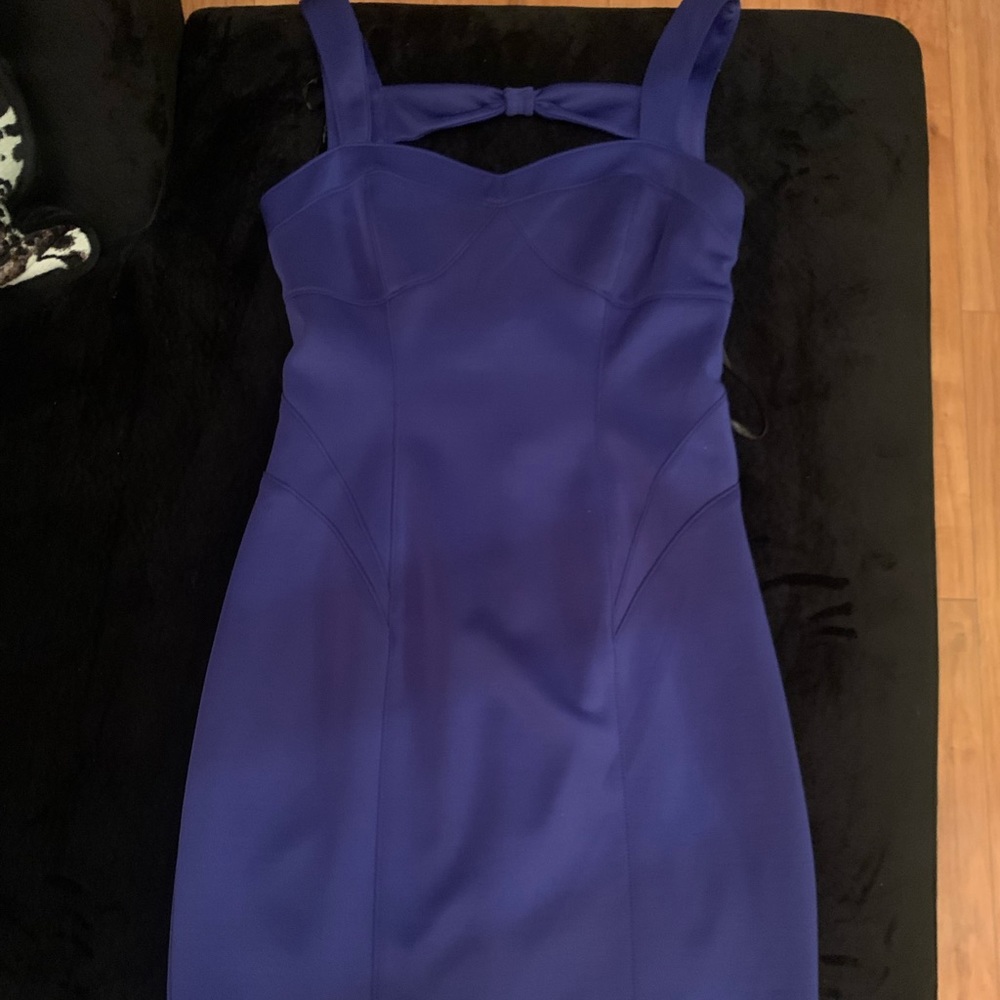 Size 12 Indigo colored dress with cut outs in the back.